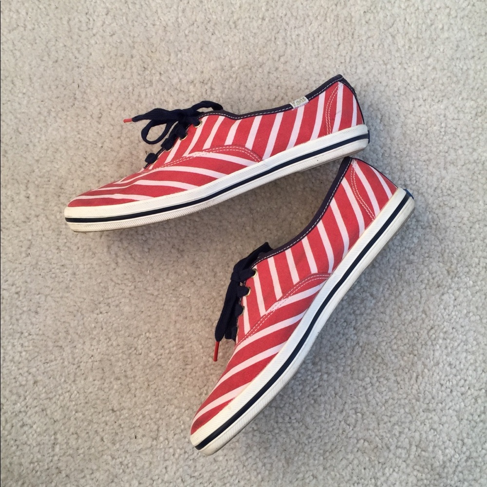 Kate Spade Keds Red White Blue Chevron Sneakers